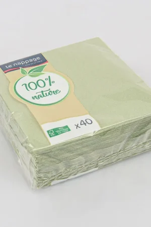 Top Vente Lot de 40 serviettes TT couleur vert olive